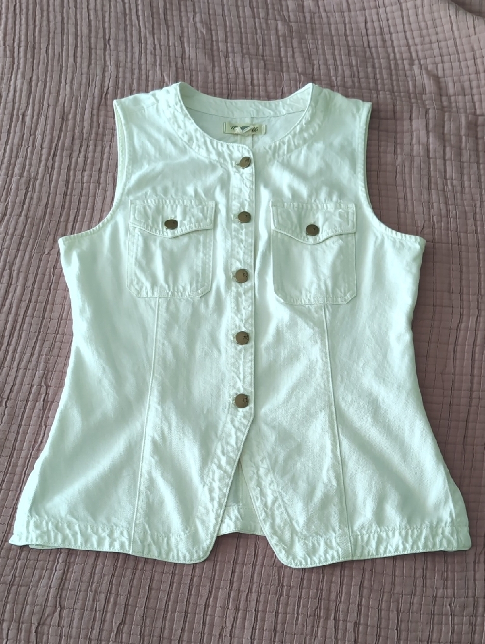 Madewell Denim High Crewneck Cutaway  Vest